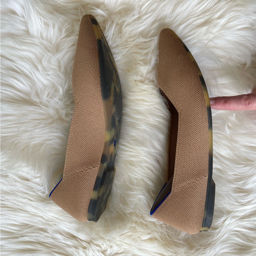 Rothy's Brown Pointed Flats with Blue Trim - Picture 9 of 11